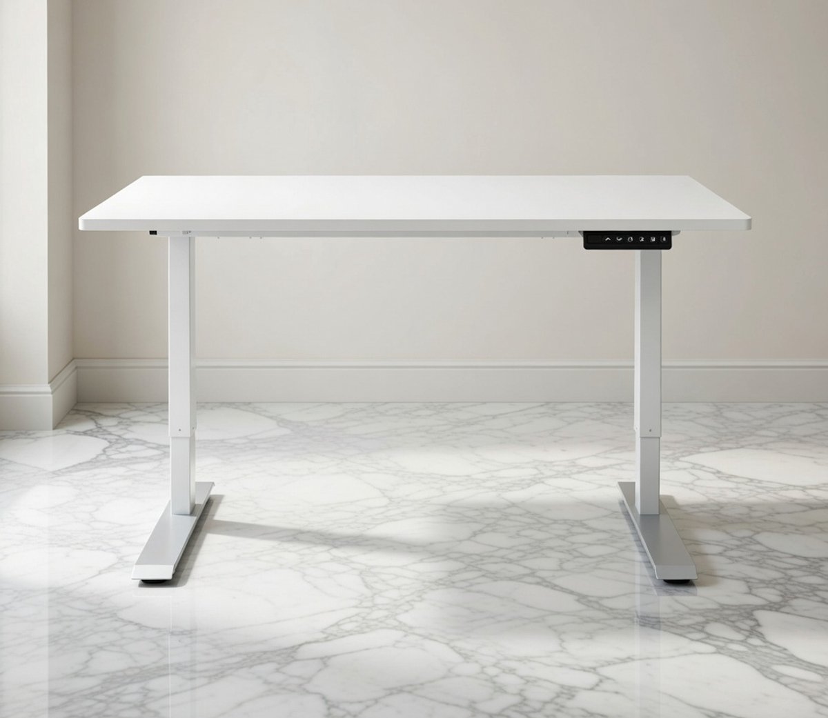 Elektrisch Zit-Sta Bureau 120x60 cm met Geheugenfunctie – Ergonomisch In Hoogte Verstelbaar Bureau – Stille Motor – Computerbureau / Thuiswerk Bureau – Wit | NoviHome