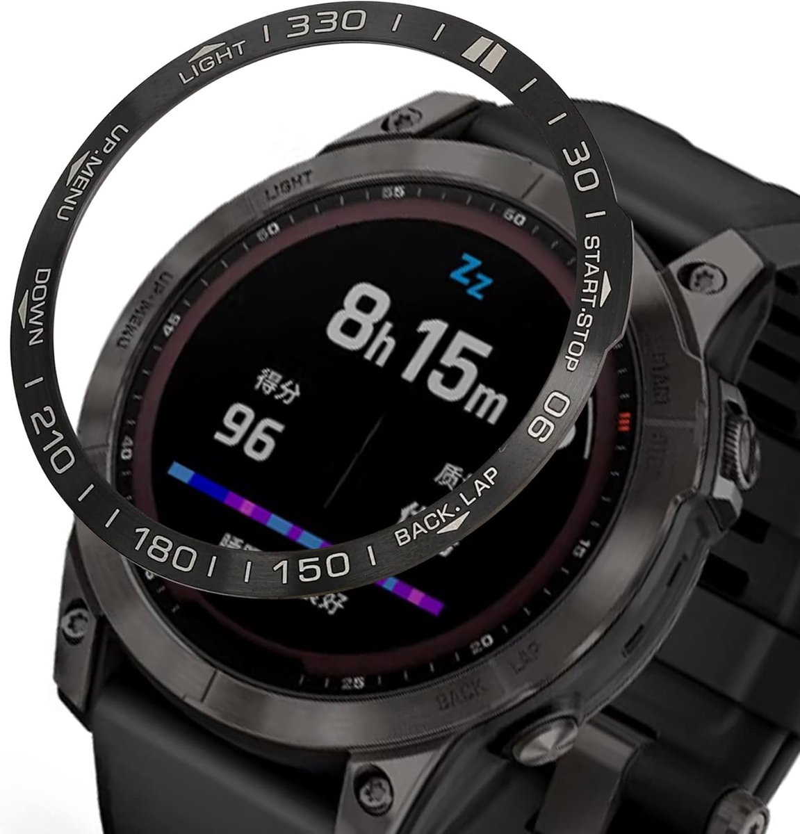 Smartwatch Ring - Beschermring - Fitness Tracker - Eenvoudig te installeren - 125 x 11 cm - Zwart/Zilver