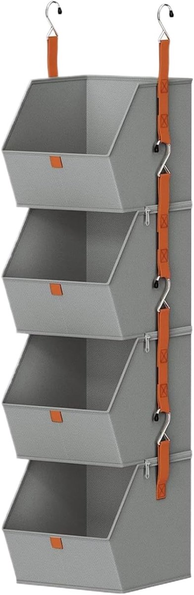 Deur Opbergrek - Hangende Organizer - Ruimte Besparen - Vier Laags Ontwerp - 26x31x120cm - Grijs