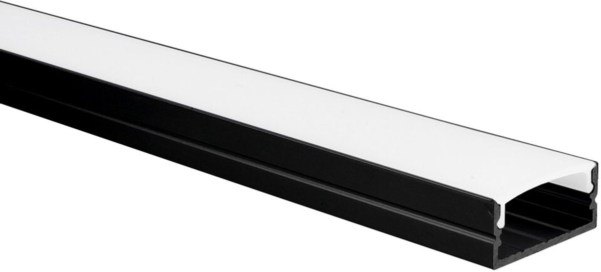 LED strip profiel zwart aluminium Senisa 1 meter – 18x8 mm binnenmaat – incl. melkwitte afdekkap