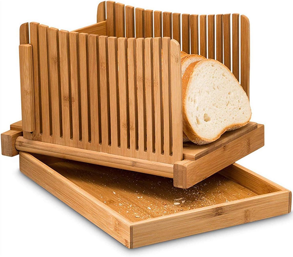 Bamboe Brood Snijmachine Broodplank Snijhulp Gelijkmatig Brood Snijden Inklapbaar & Kruimellade