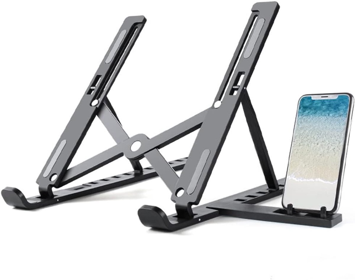 Laptop Stand - Verstelbare Houder - Ergonomisch Werken - 10-Traps Hoogte - 9-20cm Verstelbaar