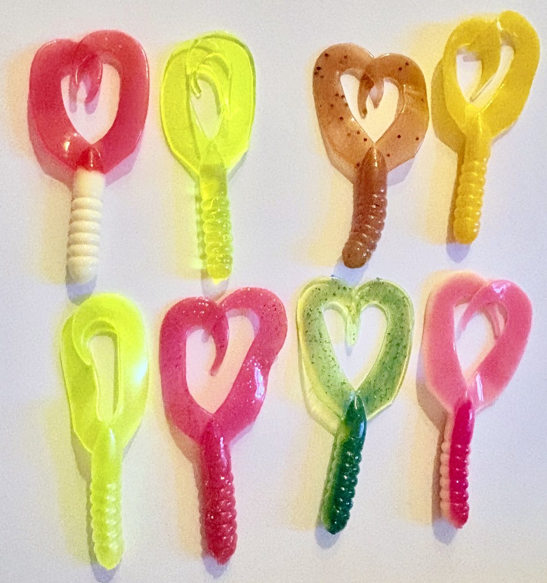 8x Dubbele twister 7,5cm - 3 inch assortiment A in diverse kleuren uit Amerika - Kreeftimitatie - Roofvissen - Snoek - Baars - Snoekbaars - Kunstaas - Kunstaasset