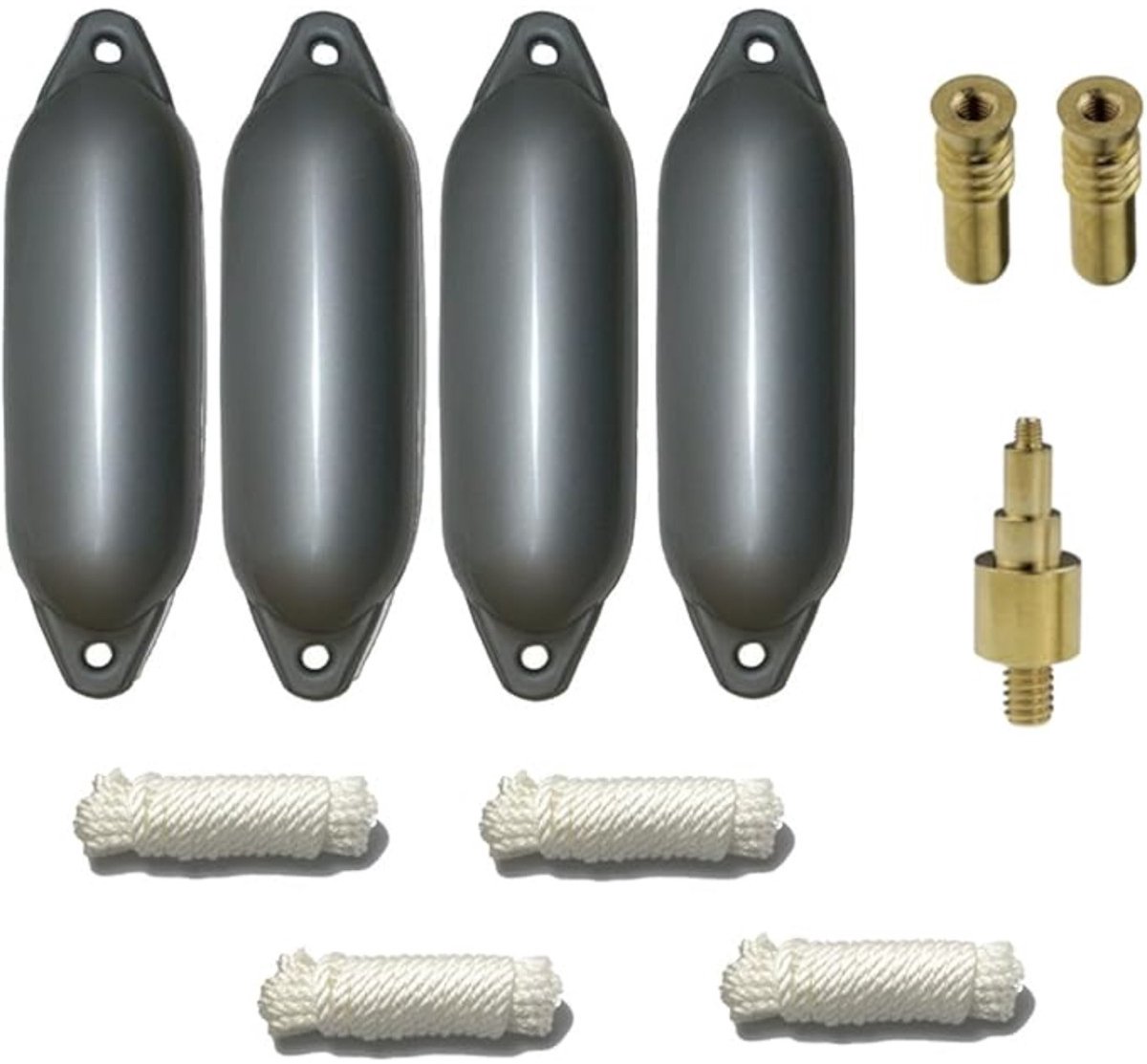 Set van 4 met Majoni Star 55 stootwillen incl. spatelleidingen, 2 vervangingsventielen, 1 ventieladapter - zilver, 90 x 30 cm