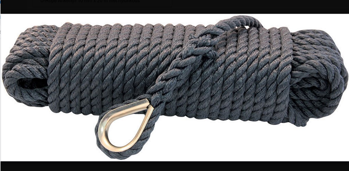 Ankerlijn met kous 10 mm 20 meter navy
