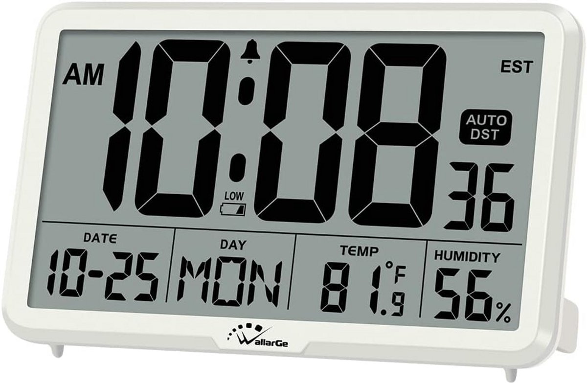 Digitale Wandklok met Temperatuur en Vochtigheid - Autoset Desk Wekker voor Senioren
