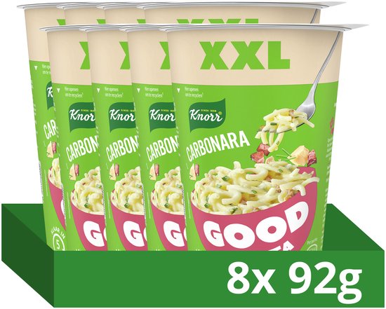 Knorr Good Pasta - Carbonara XXL - zonder kunstmatige kleurstoffen en conserveermiddelen - 8 x 92 g