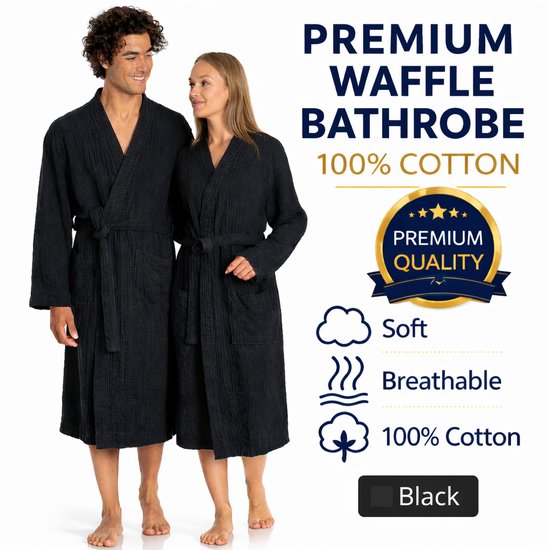 Muslin Unisex Badjas Natural – 100% Katoen Mousseline – Ademend & Lichtgewicht – One Size S/M