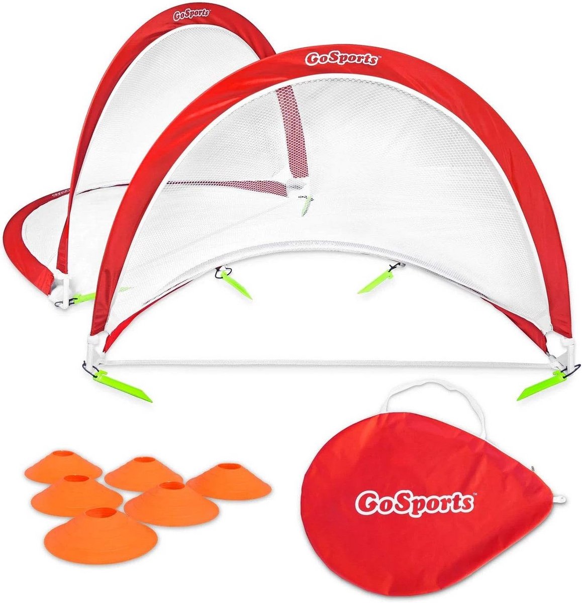 Draagbare Pop-Up Voetbaldoelen voor Tuin - Set van 2 met Kegels en Draagtas - Diverse Maten Beschikbaar