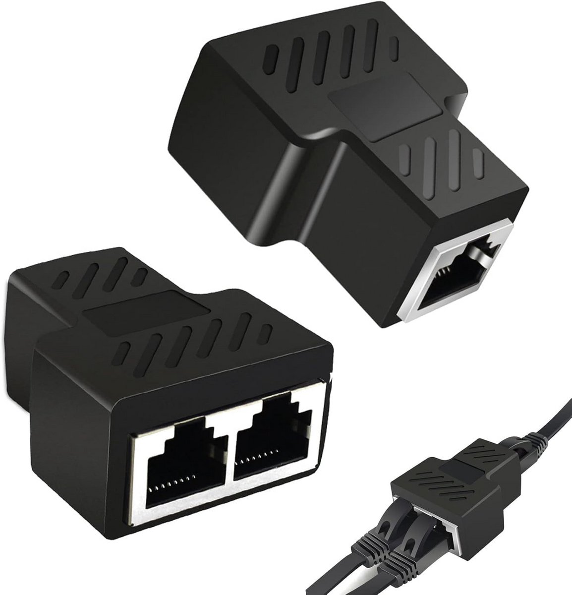 RJ45 LAN Splitter Adapter - 1 op 2 Stekkers voor Ethernet Cat 5/6/7/8