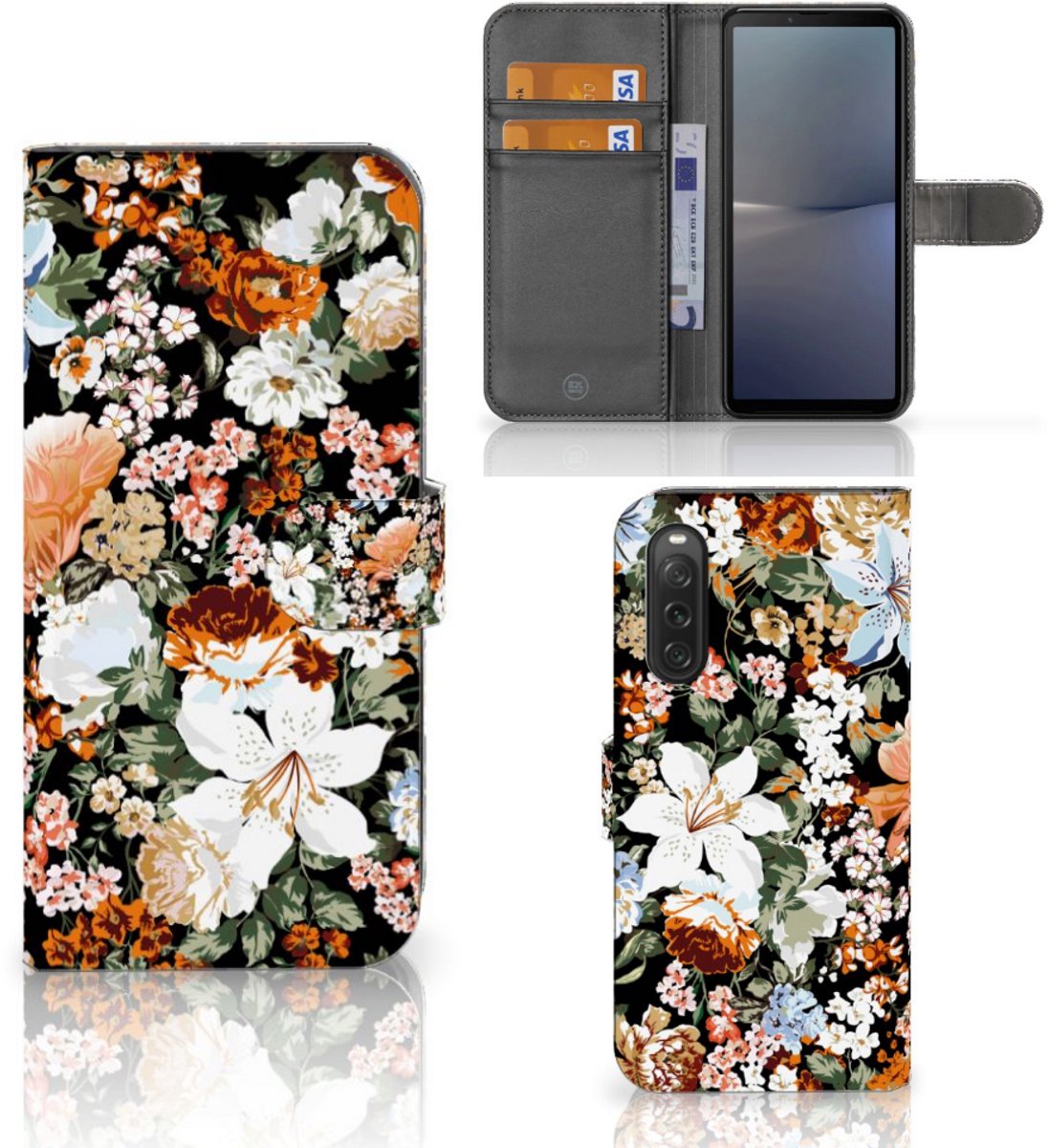 Hoesje voor Sony Xperia 10 V Dark Flowers