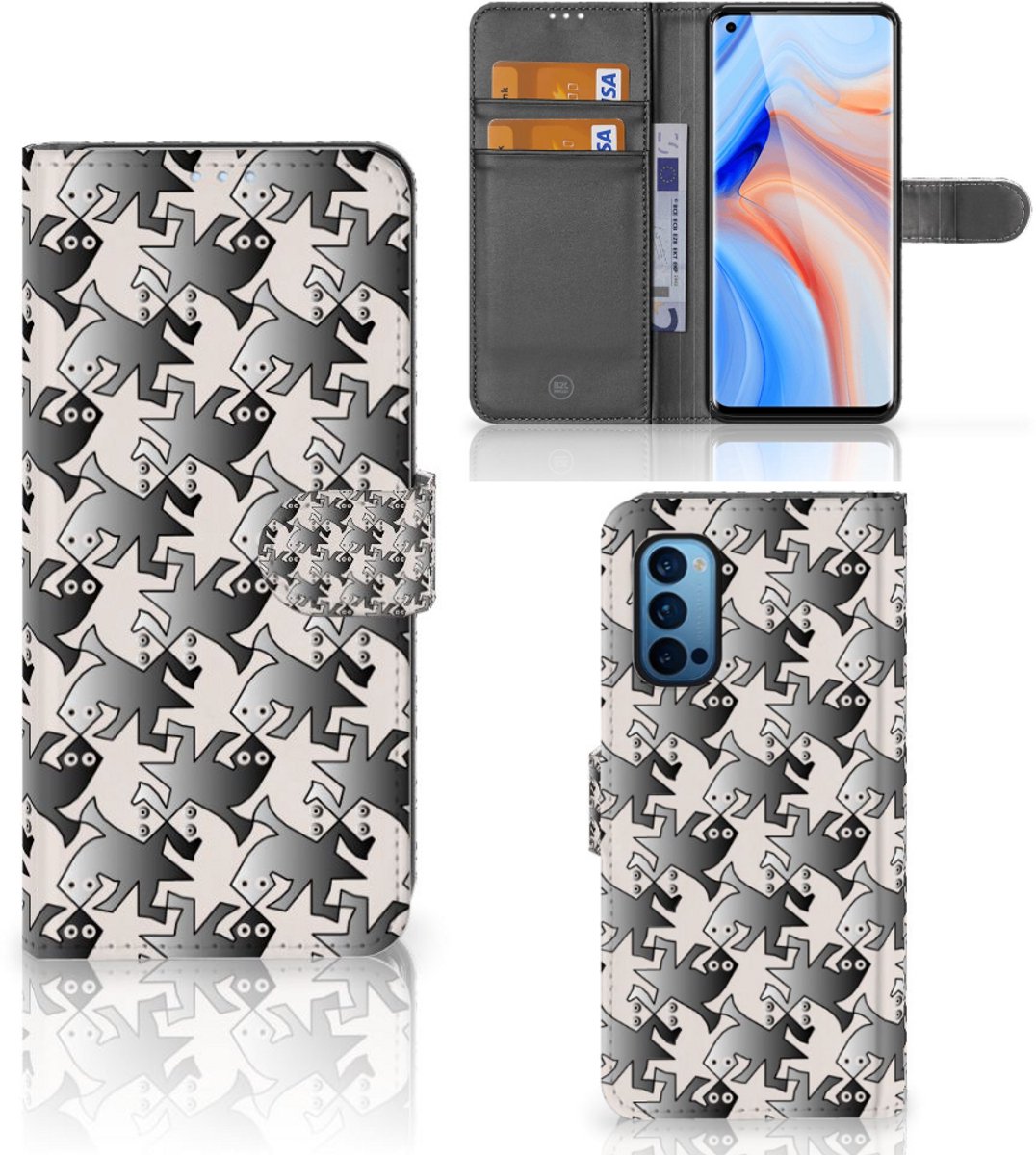 OPPO Reno 4 Pro 5G Telefoonhoesje met Pasjes Salamander Grey
