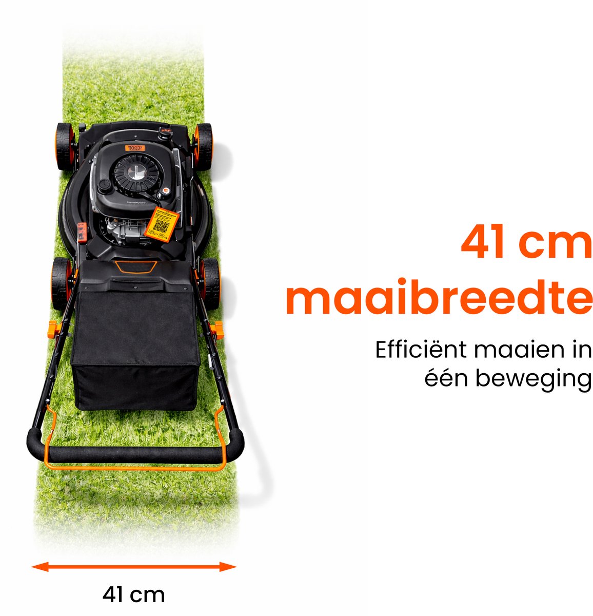Kibani Benzine Grasmaaier 141cc – 2.2 kW / 3.0 PK – 41 cm Maaibreedte – 40L Opvangzak – 3 Maaihoogtes – Handgeduwd Grasmaaier – foto 7