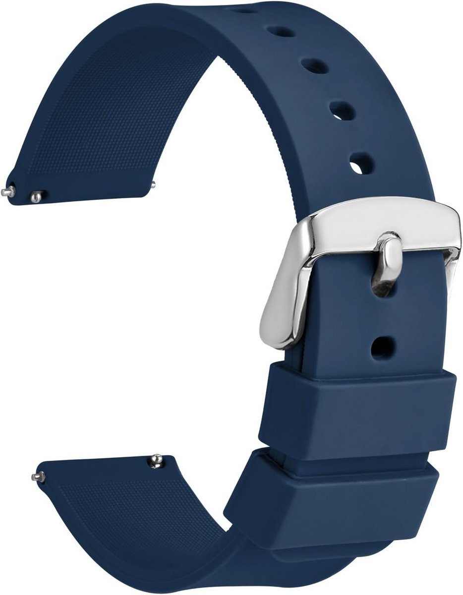 Siliconen Horlogebanden met Zilveren Gesp en Snelsluiting - Vervangingsbanden van 14mm tot 24mm