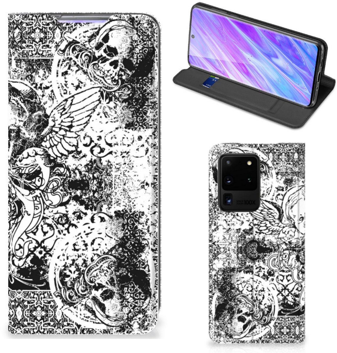 Mobiel BookCase Samsung Galaxy S20 Ultra Skulls Angel