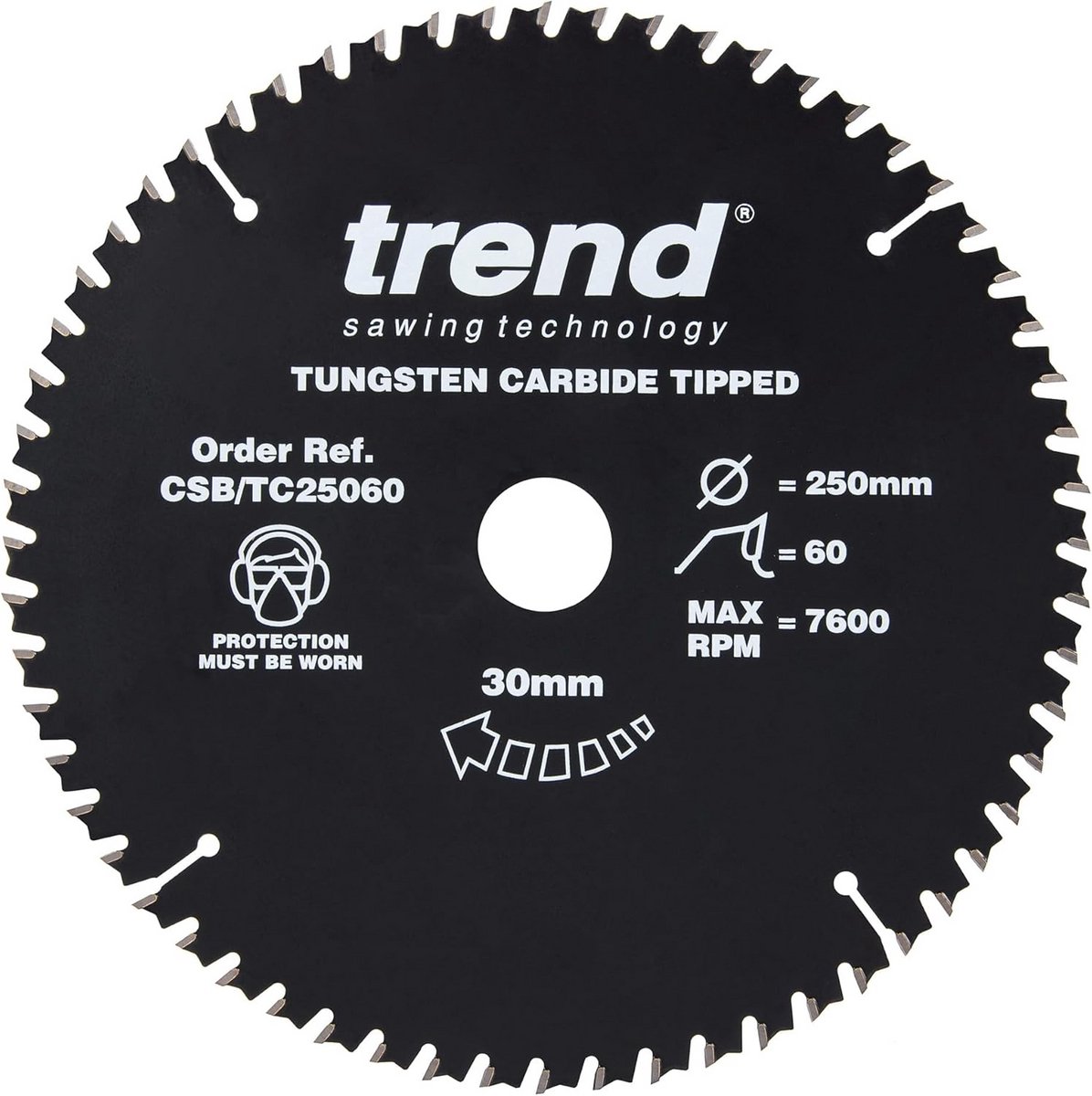 Houten Cirkelzaagblad 250mm - 60 Tanden, TCT, 15° Haak