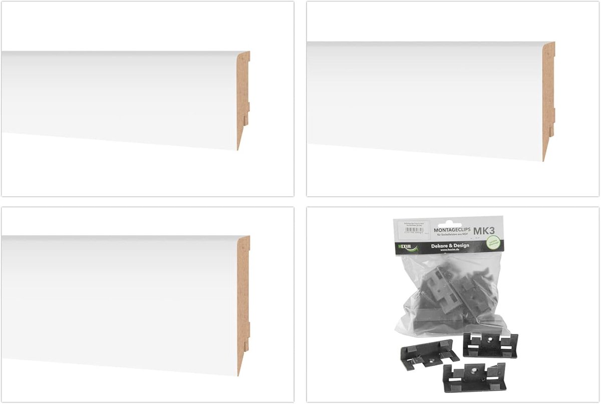 PVC montageclips voor plinten - 20 stuks kunststof bevestigingsclips voor plinten en kabelgoten