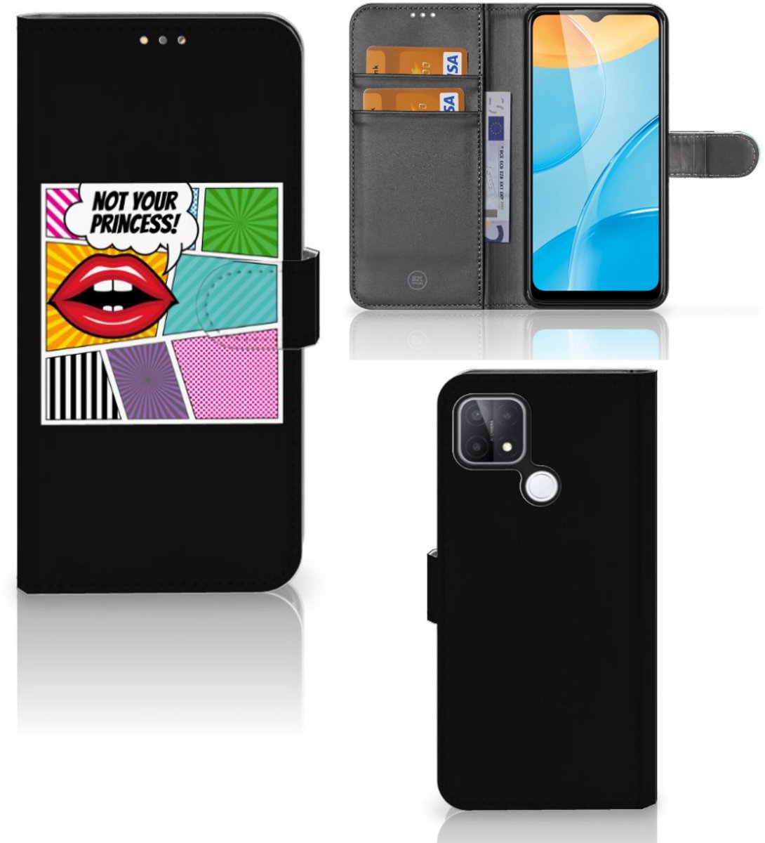 OPPO A15 Wallet Case met Pasjes Popart Princess