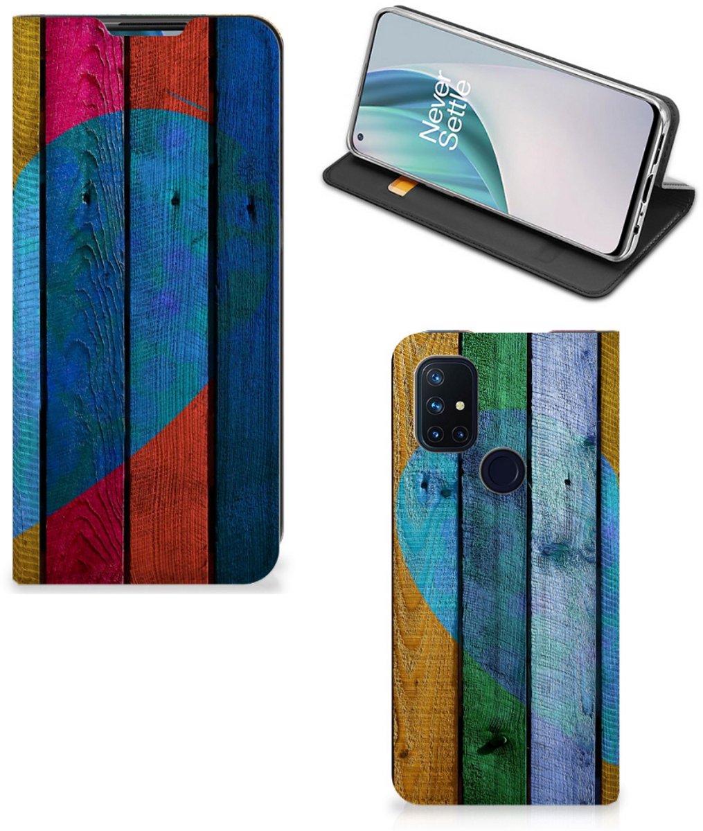 OnePlus Nord N10 5G Book Wallet Case Wood Heart - Cadeau voor je Vriend