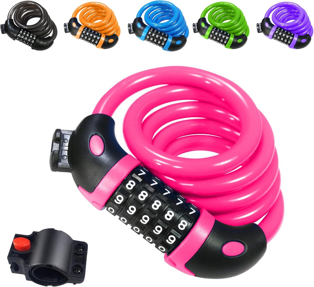 Fietsslot 120 cm/12 mm - Zeer Hoog Veiligheidsniveau met 5-Cijferige Cijferslot voor Fiets Scooter en Trike