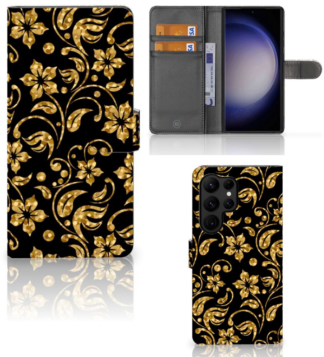 Samsung Galaxy S23 Ultra Hoesje Gouden Bloemen