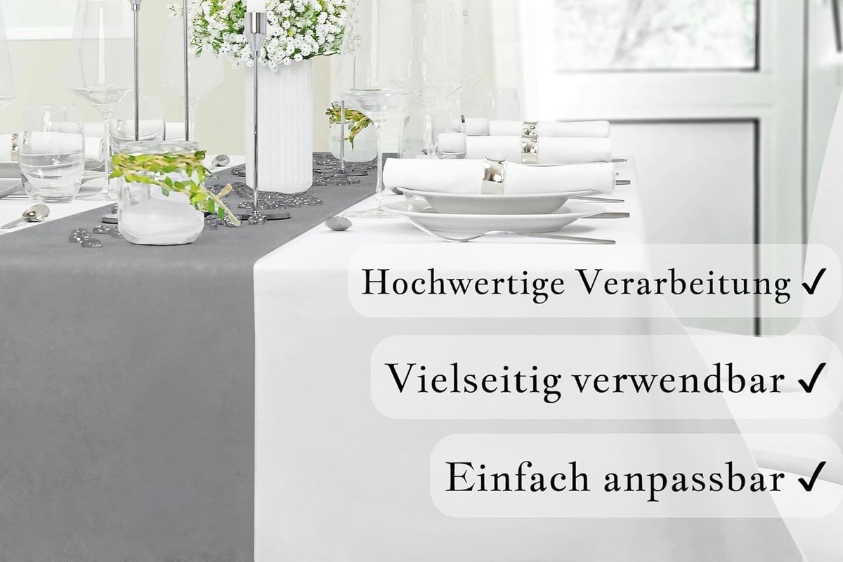 Donkergrijze tafelloper 30 cm x 25 m voor elegante decoratie en knutselen