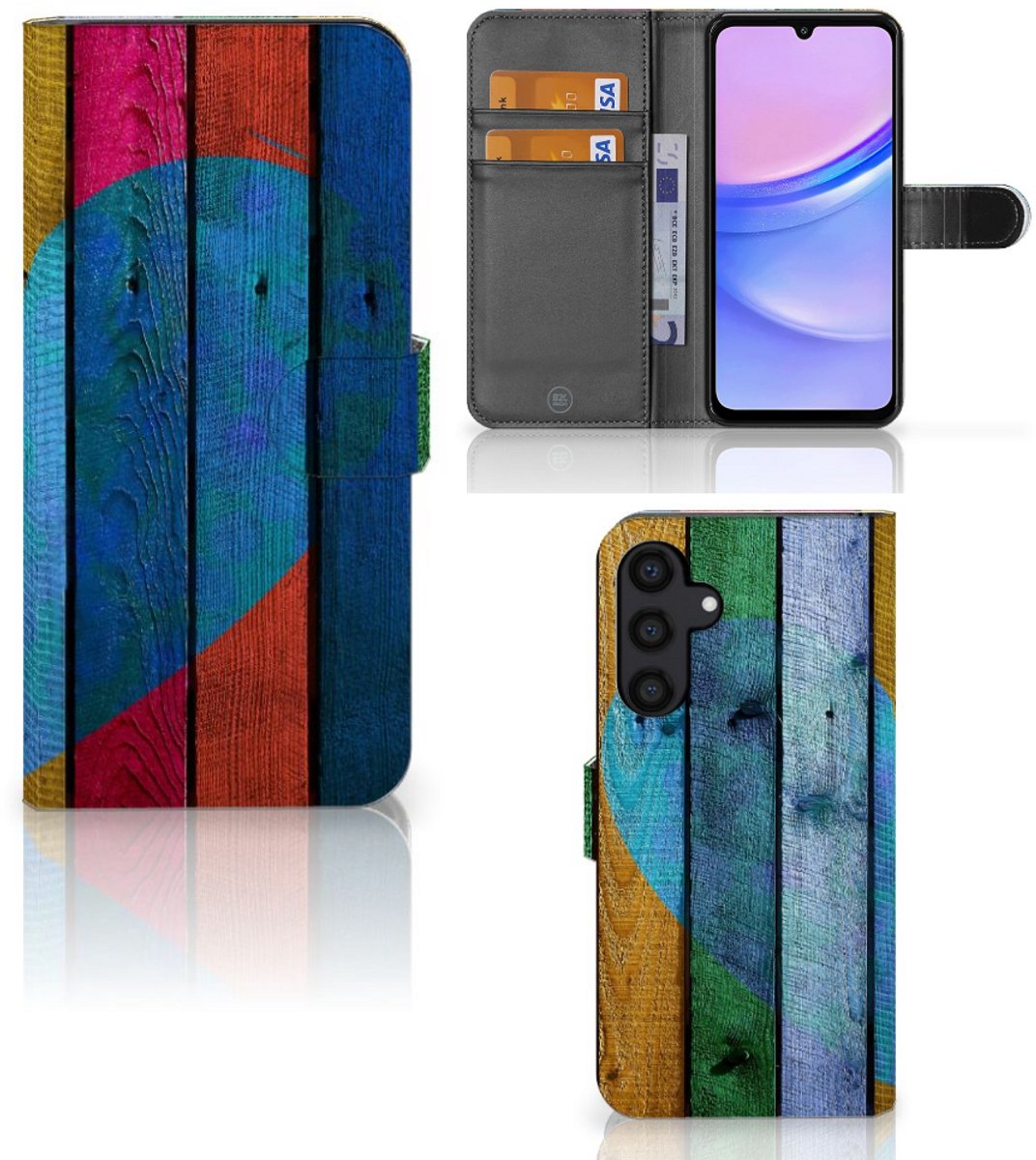 Samsung Galaxy A15 Book Style Case Wood Heart - Cadeau voor je Vriend