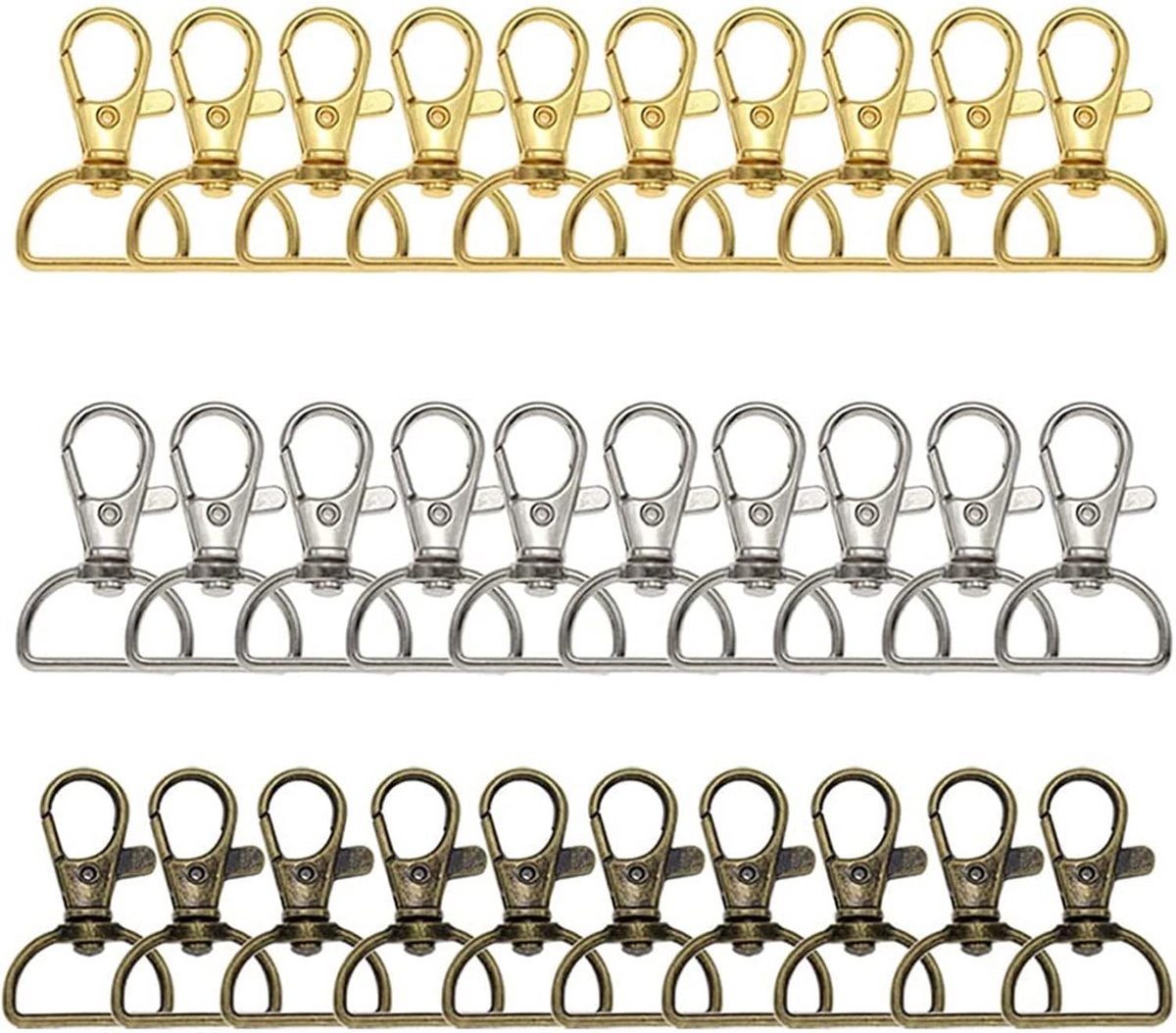 30 Stuks Draaibare Trigger Clips - Metalen Gespen voor Sleutelhangers en Lanyards