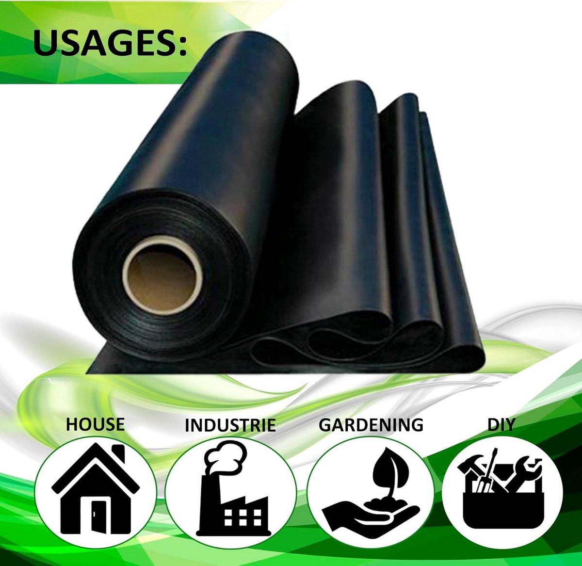Dikke rubber op rol - 20 cm breed x 3 m lang, 3 mm dik voor diverse toepassingen
