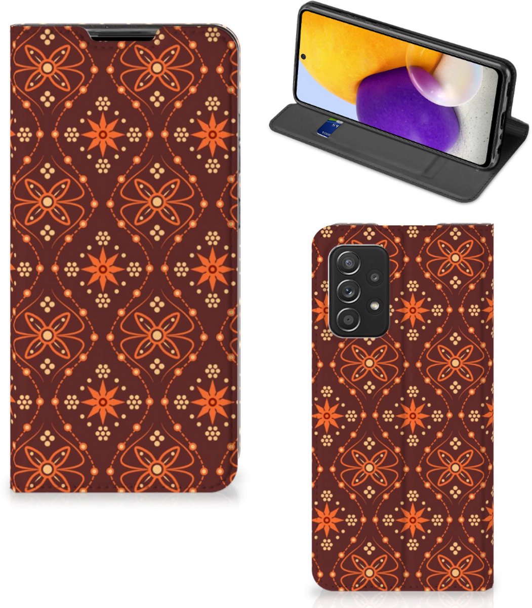 Samsung Galaxy A72 (5G/4G) Hoesje met Magneet Batik Brown