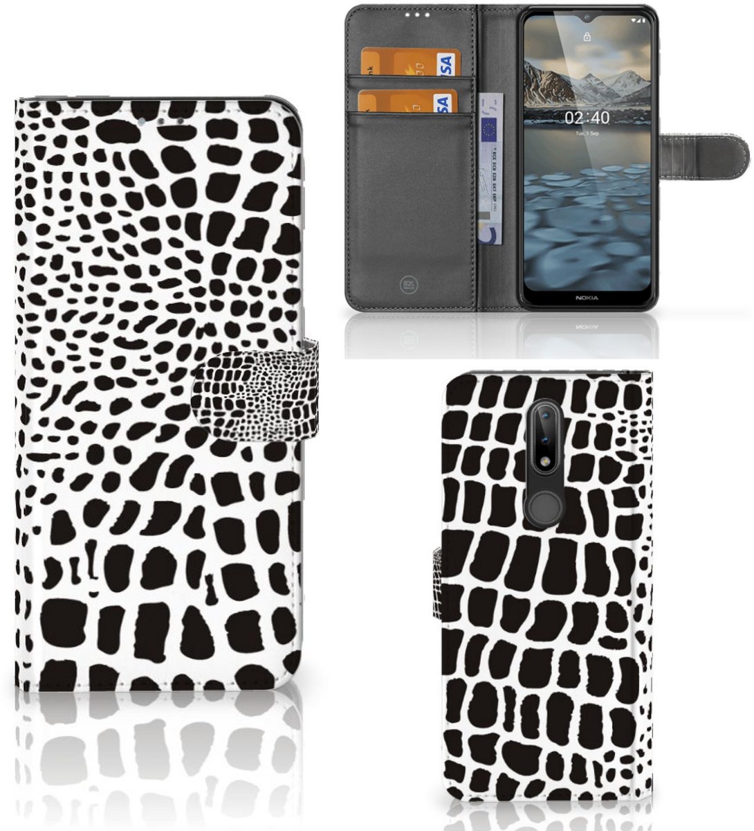 Nokia 2.4 Telefoonhoesje met Pasjes Slangenprint