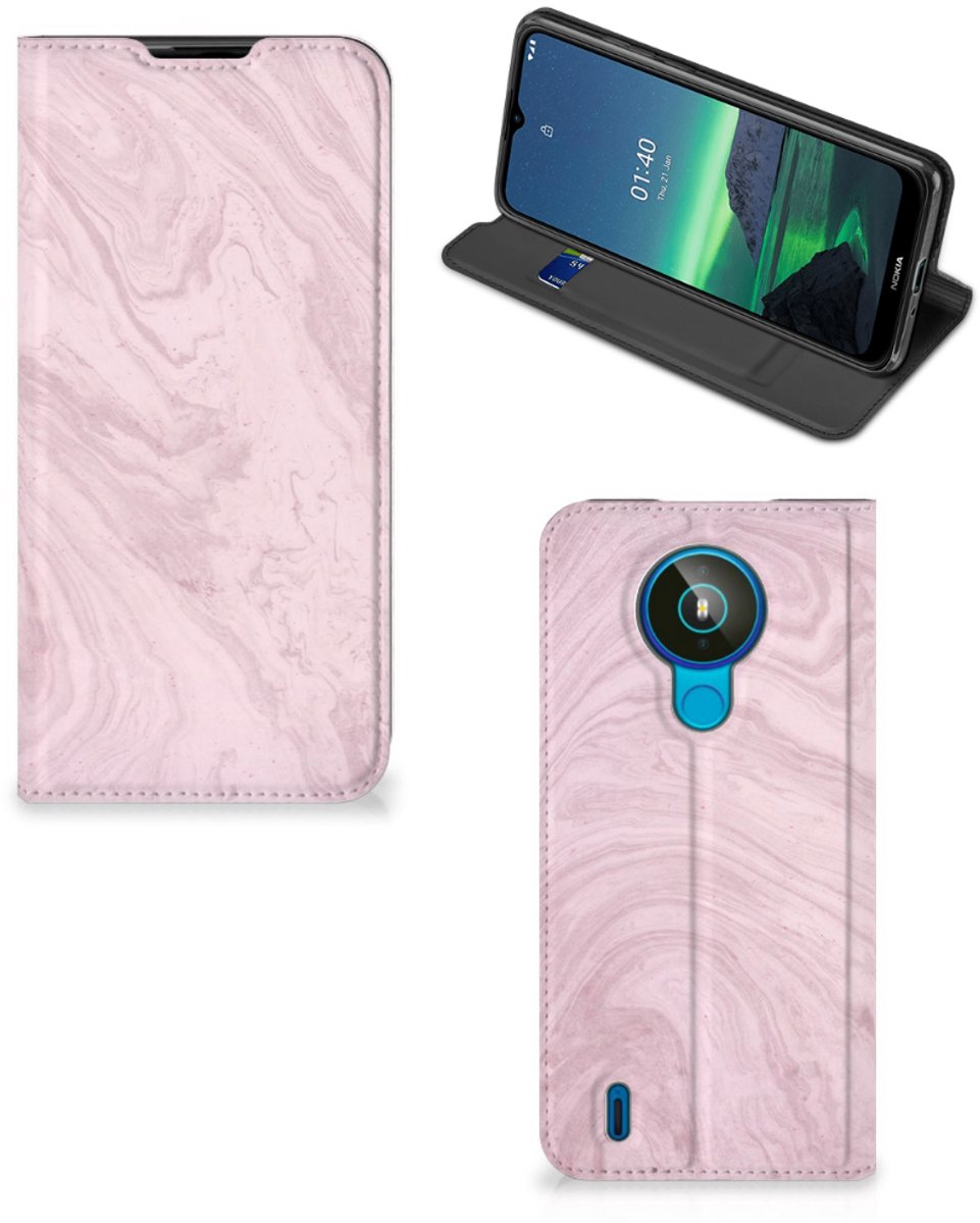 Nokia 1.4 Standcase Marble Pink - Origineel Cadeau Vriendin