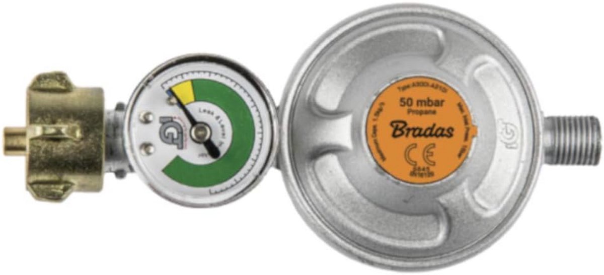 Gasdrukregelaar 50 mbar met Manometer en Veiligheidsventiel - 15 x 8 x 6 cm
