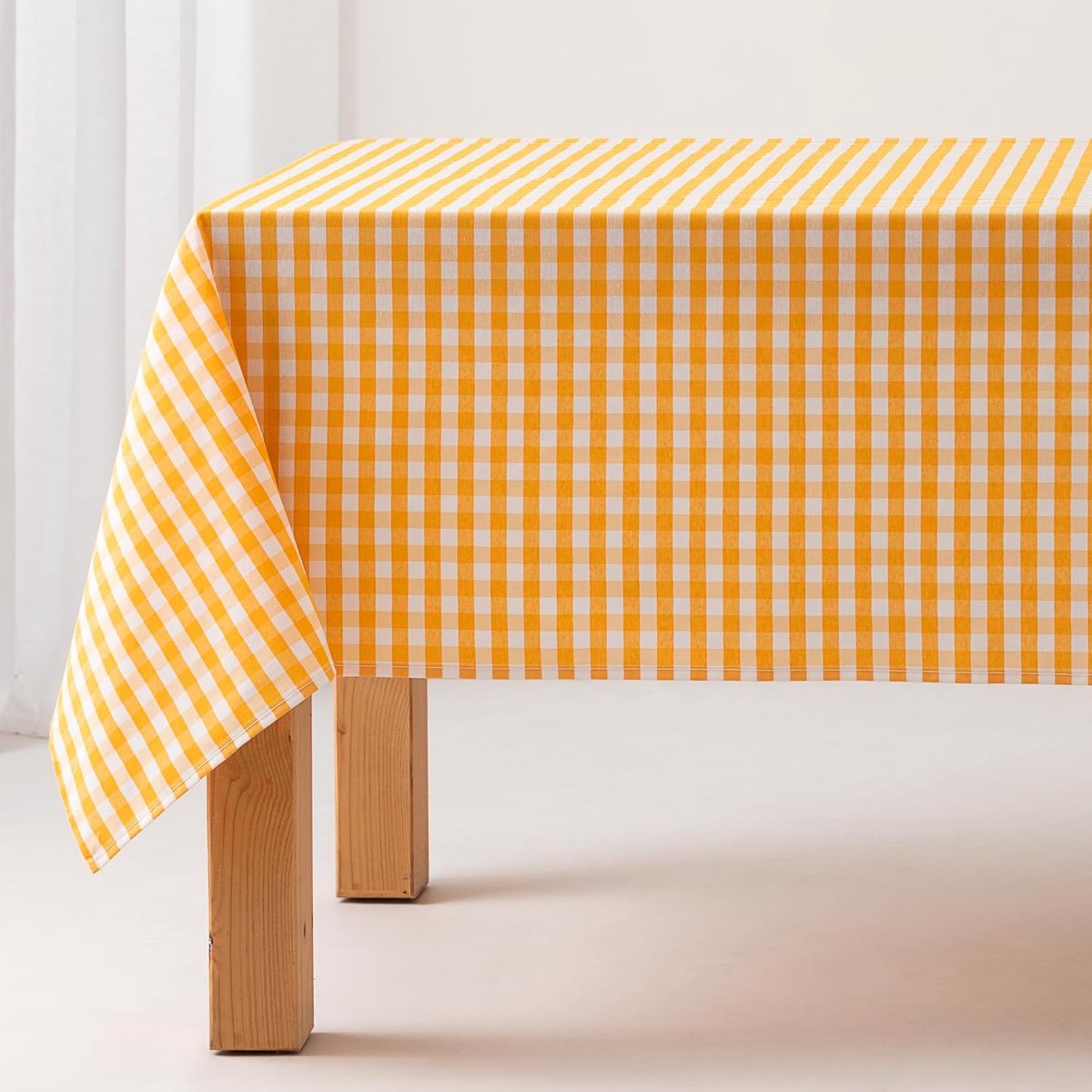 Vlekbestendig rectangle tafelkleed met Vichy-ruitpatroon - 140 x 240 cm, lichtgroen