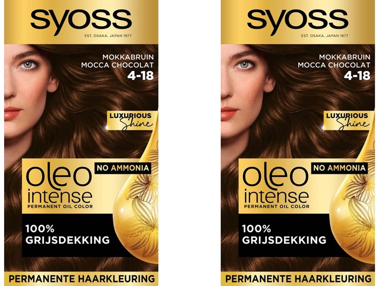 Syoss Haarverf Oleo Intense- 4-18 - Mokka Bruin - 2 Stuks