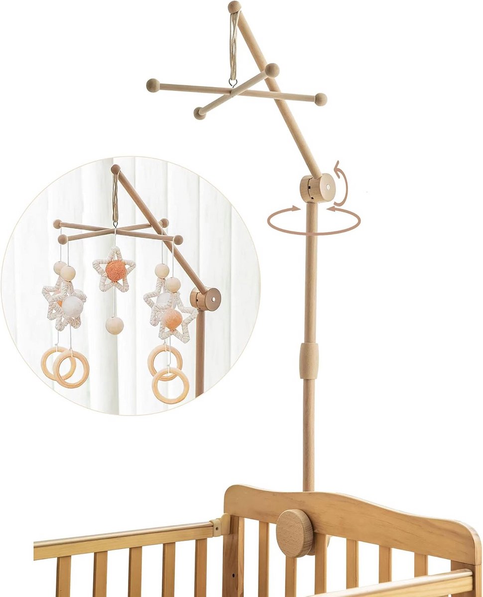 babyhouder van hout voor babybed, kinderbed, mobiele houder, met doe-het-zelf-accessoires