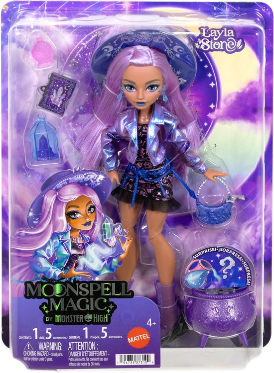 Moonspell Magic van Monster High - Layla Stone modepop - Crystal Witch met accessoires — afbeelding 4