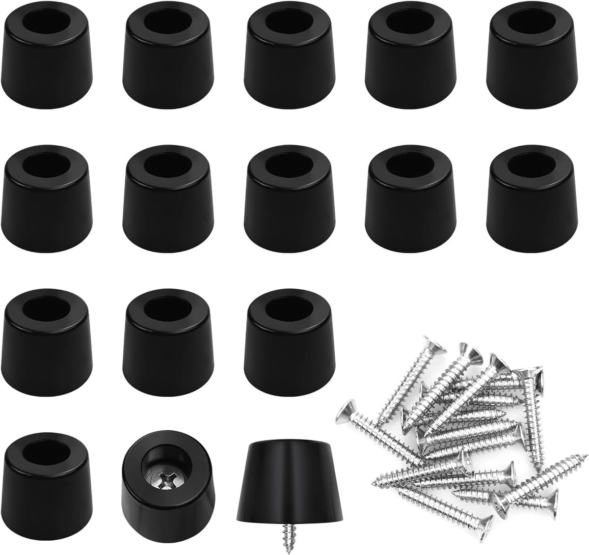 16 stuks rubberen meubelglijders met schroeven voor antislip en vloerbescherming