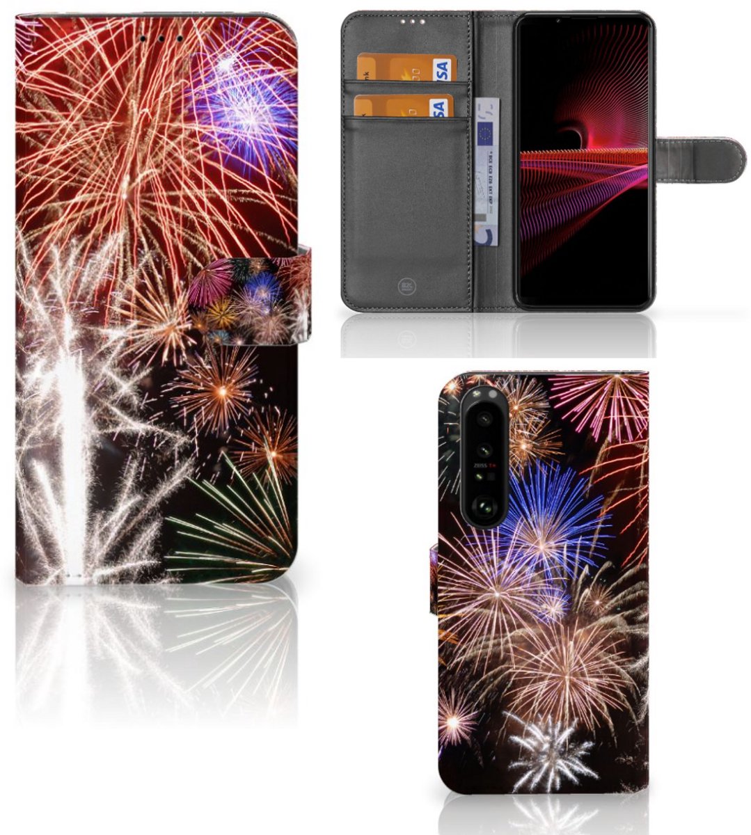 Sony Xperia 1 III Wallet Case met Pasjes Vuurwerk