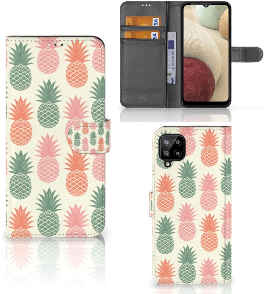 Samsung Galaxy A12 Book Cover Ananas
