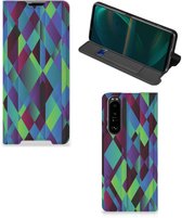 Coque Sony Xperia 5 III Bookcase Abstract Vert Blauw