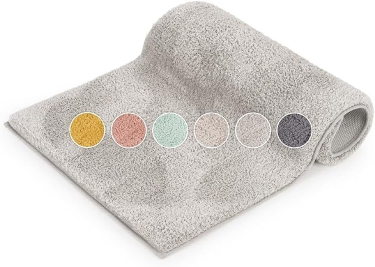 Hoogpolige badkamermat met antislip onderkant - Zacht grijs tapijt 50x80 cm