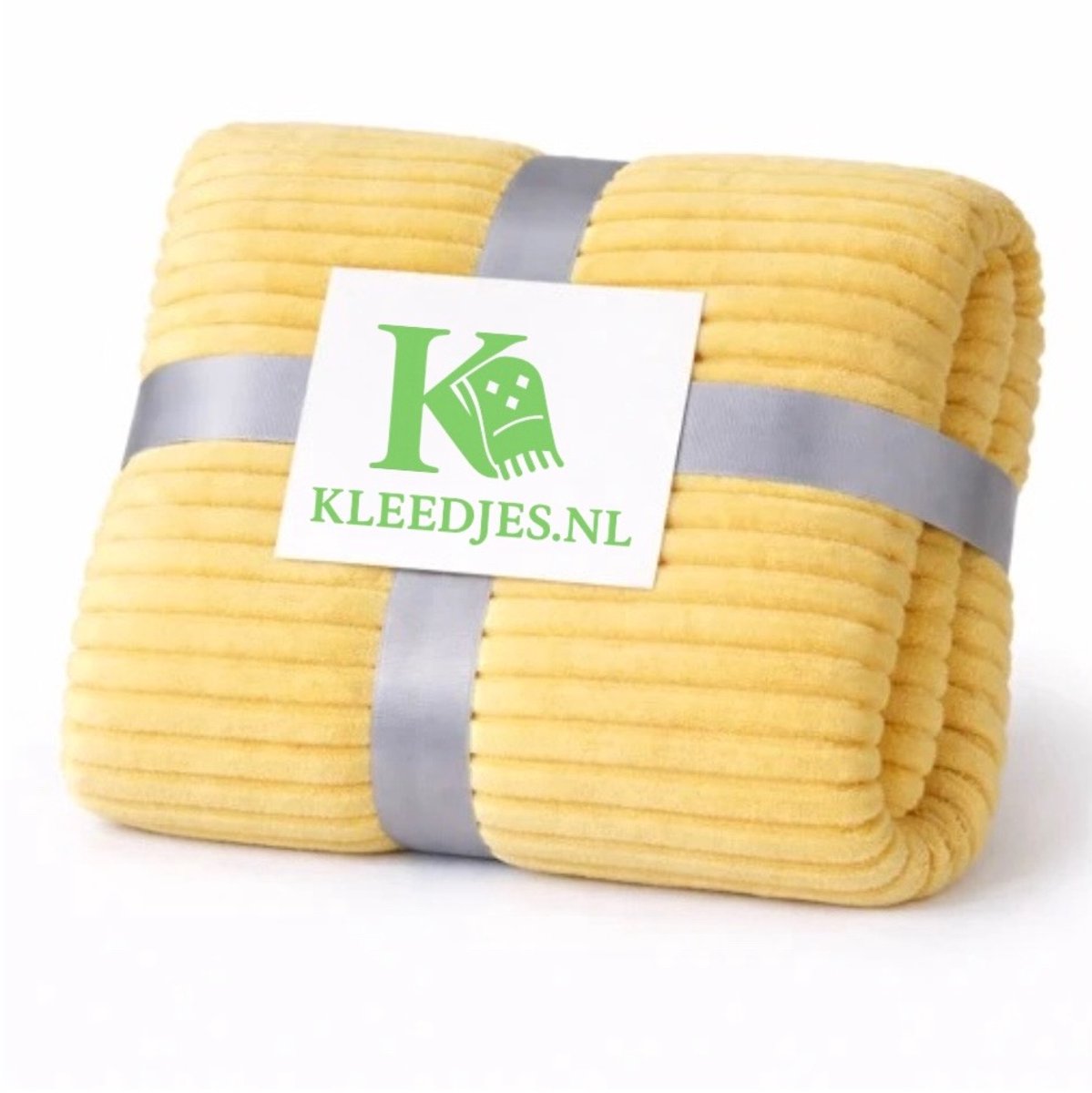 Strepen fleece deken 150x200 cm – Comfortabel & zacht – Voor bank en bed – Geel