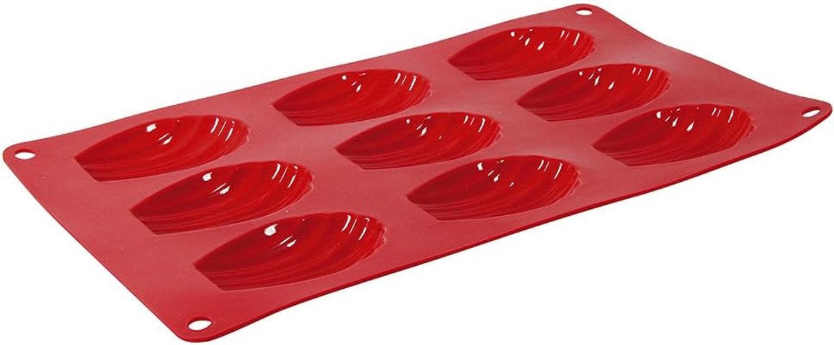 Siliconen bakvorm voor 9 cupcakes - Rood - 17 x 30 x 1 cm