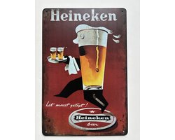 heineken Metalen wandbord 20 x 30 cm - Mancave -Wand Decoratie - Metalen borden - Tekst borden - Metalen bord - Reclame bord - Vintage - Kroeg - Bar – Cafe - Horeca - rettro - Perfect Cadeau - Industriële Wanddecoratie
