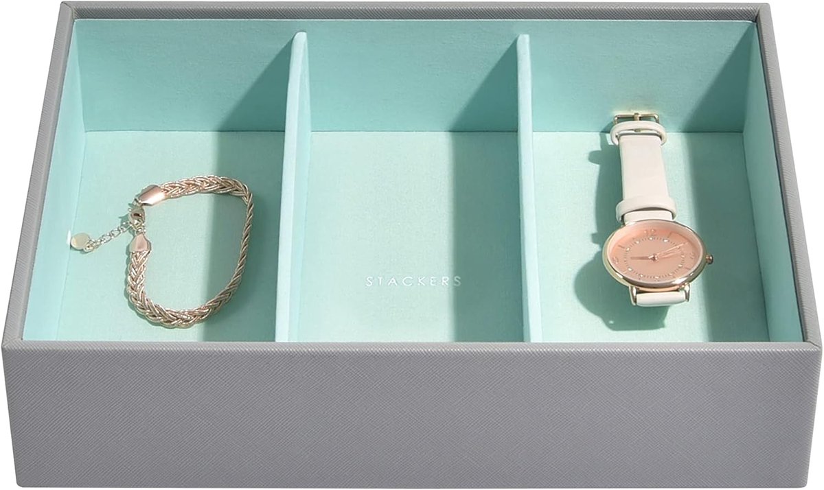 Middelgrote Grijze-Mint Sieradendoos voor Horloges en Accessoires