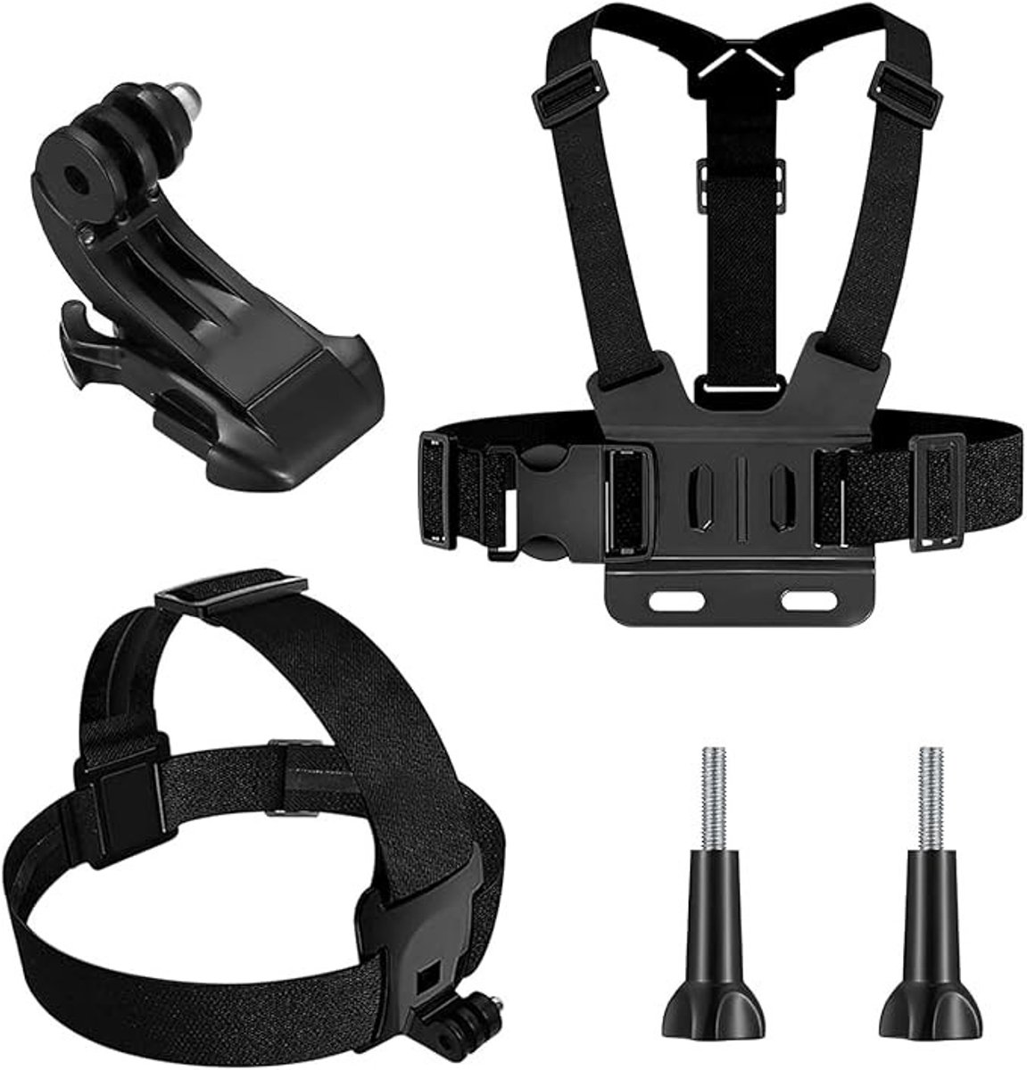 5-in-1 Action Camera Draagset, Verstelbare Borst- en Hoofdbandhouder voor Sportopnames