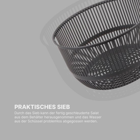 Saladecentrifuge 2,7 liter - BPA-vrij, 3-in-1 ontwerp voor gemakkelijk salades drogen — afbeelding 4