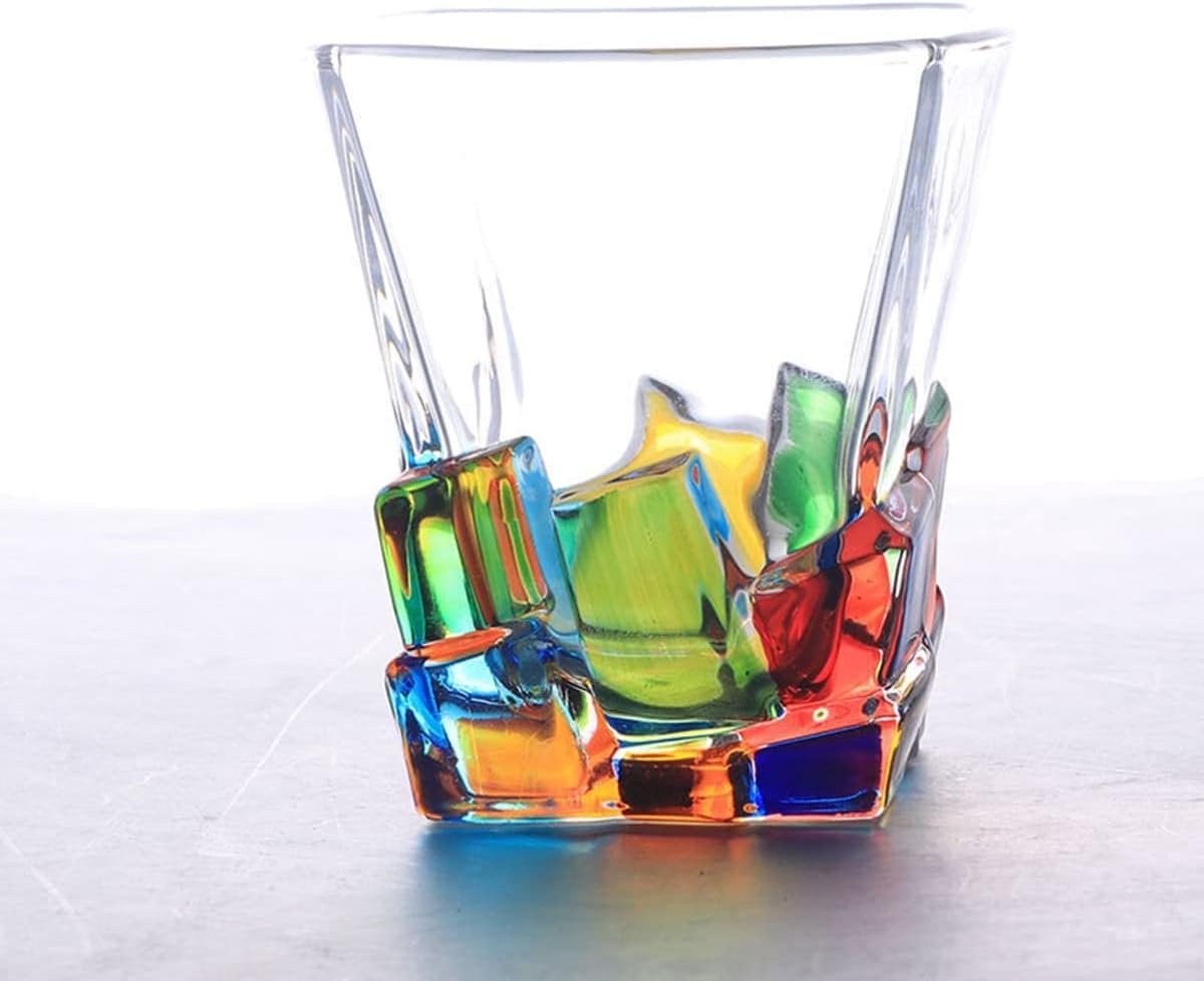 Kleurrijke Handgeschilderde Drinkglazen Set - Multicolor Water- en Wijnglazen