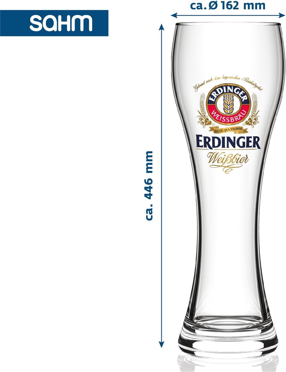 Set van 6 tarwebierglazen 0,5 l - Ideale glazen voor witbier - Prachtig biercadeau